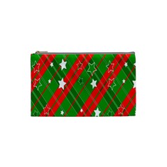 Background-green Red Star Cosmetic Bag (small) by nateshop