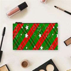 Background-green Red Star Cosmetic Bag (small) by nateshop