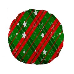 Background-green Red Star Standard 15  Premium Round Cushions by nateshop