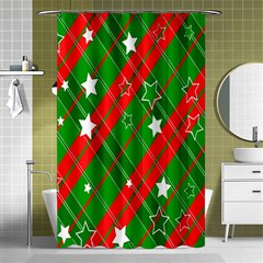 Background-green Red Star Shower Curtain 48  X 72  (small)  by nateshop