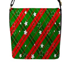 Background-green Red Star Flap Closure Messenger Bag (l) by nateshop