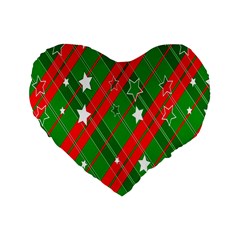 Background-green Red Star Standard 16  Premium Heart Shape Cushions by nateshop