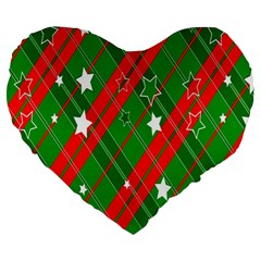 Background-green Red Star Large 19  Premium Heart Shape Cushions by nateshop