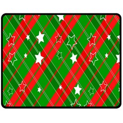 Background-green Red Star Double Sided Fleece Blanket (medium)  by nateshop