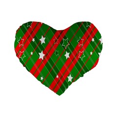 Background-green Red Star Standard 16  Premium Flano Heart Shape Cushions by nateshop