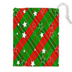 Background-green Red Star Drawstring Pouch (5xl) by nateshop