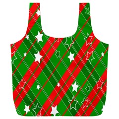 Background-green Red Star Full Print Recycle Bag (xxl) by nateshop