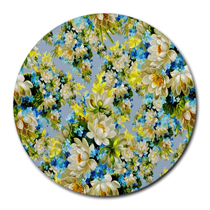 Background-flower White Round Mousepads