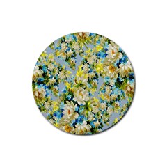 Background-flower White Rubber Round Coaster (4 Pack) by nateshop