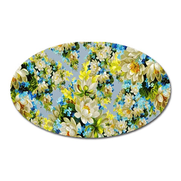 Background-flower White Oval Magnet