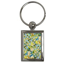 Background-flower White Key Chain (rectangle) by nateshop