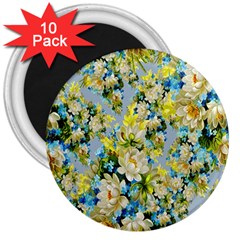 Background-flower White 3  Magnets (10 Pack)  by nateshop