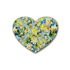 Background-flower White Rubber Coaster (heart) by nateshop