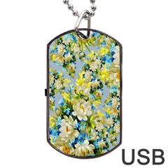 Background-flower White Dog Tag Usb Flash (two Sides)