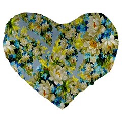 Background-flower White Large 19  Premium Heart Shape Cushions by nateshop