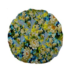 Background-flower White Standard 15  Premium Round Cushions by nateshop