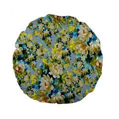 Background-flower White Standard 15  Premium Flano Round Cushions by nateshop