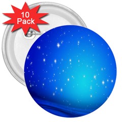 Background-blue Star 3  Buttons (10 Pack) 