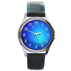 Background-blue Star Round Metal Watch by nateshop