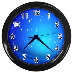 Background-blue Star Wall Clock (black) by nateshop