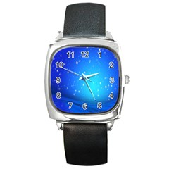 Background-blue Star Square Metal Watch by nateshop