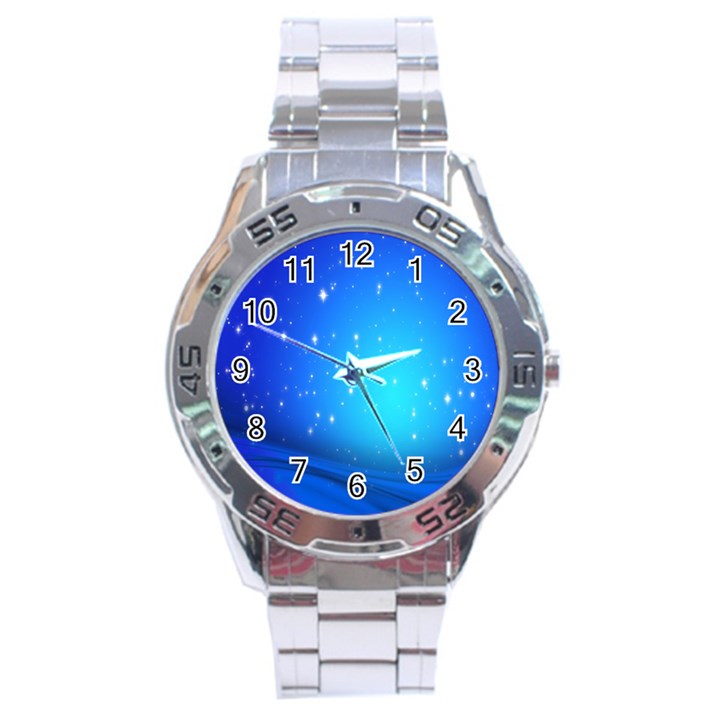 Background-blue Star Stainless Steel Analogue Watch