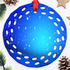 Background-blue Star Round Filigree Ornament (two Sides) by nateshop