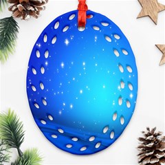 Background-blue Star Oval Filigree Ornament (two Sides)