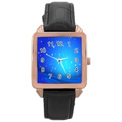 Background-blue Star Rose Gold Leather Watch  by nateshop