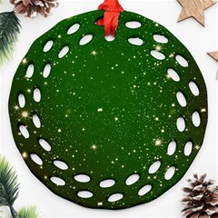 Background-star -green Round Filigree Ornament (two Sides)