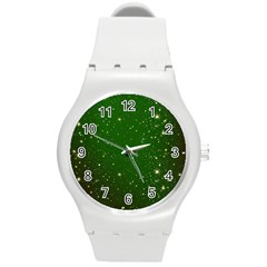 Background-star -green Round Plastic Sport Watch (m) by nateshop