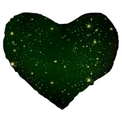 Background-star -green Large 19  Premium Flano Heart Shape Cushions by nateshop