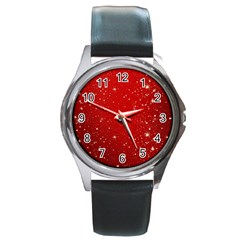 Background-star-red Round Metal Watch by nateshop