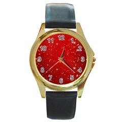 Background-star-red Round Gold Metal Watch by nateshop