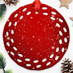 Background-star-red Round Filigree Ornament (two Sides)