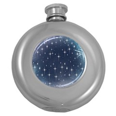 Background-star Round Hip Flask (5 Oz) by nateshop