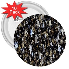 Background-star-white Gold 3  Buttons (10 Pack) 