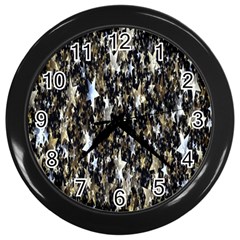 Background-star-white Gold Wall Clock (black) by nateshop