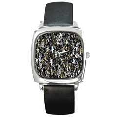 Background-star-white Gold Square Metal Watch by nateshop