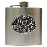 Background-star-white Gold Hip Flask (6 oz) Front