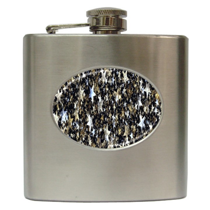 Background-star-white Gold Hip Flask (6 oz)