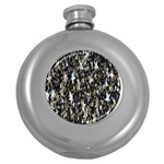 Background-star-white Gold Round Hip Flask (5 oz) Front