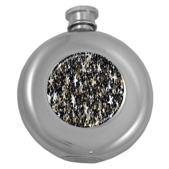 Background-star-white Gold Round Hip Flask (5 oz)