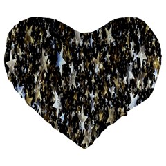 Background-star-white Gold Large 19  Premium Heart Shape Cushions by nateshop