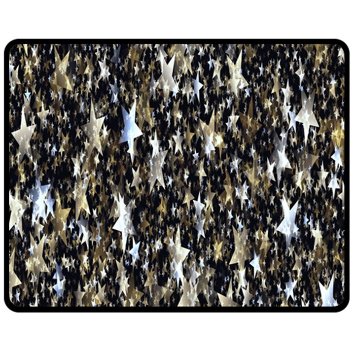 Background-star-white Gold Double Sided Fleece Blanket (Medium) 