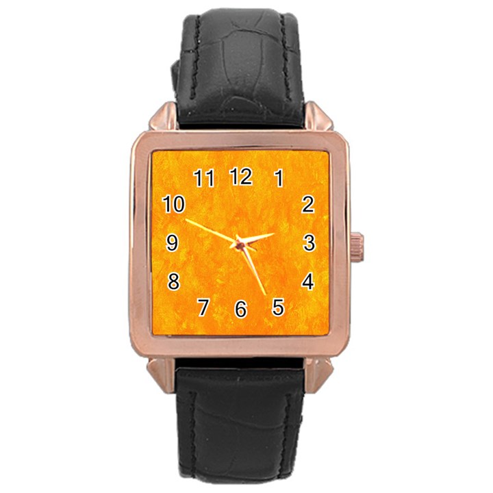 Background-yellow Rose Gold Leather Watch 