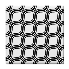 Diagonal-black White Tile Coaster