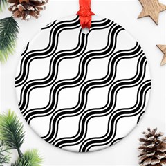 Diagonal-black White Round Ornament (two Sides) by nateshop