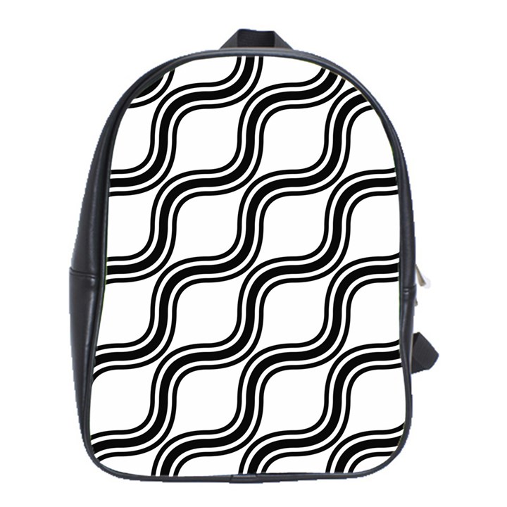 Diagonal-black White School Bag (Large)