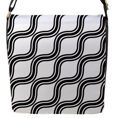 Diagonal-black White Flap Closure Messenger Bag (s) by nateshop